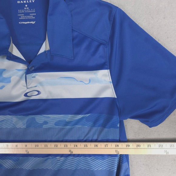 Oakley Men's Blue Striped Performance Golf Polo Shirt - Size M - Picture 4 of 8